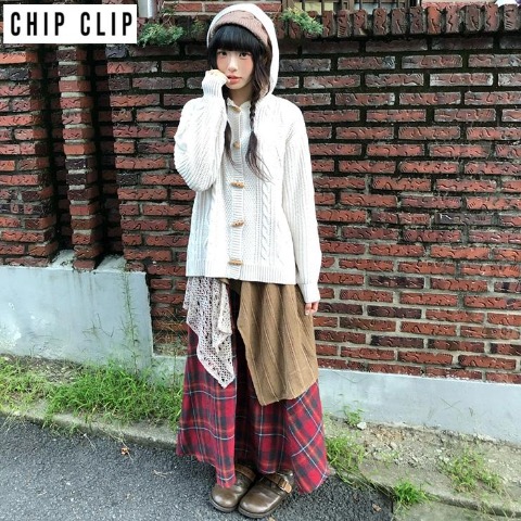 レディース　チェックスカート（CHIP CLIP×はる）
