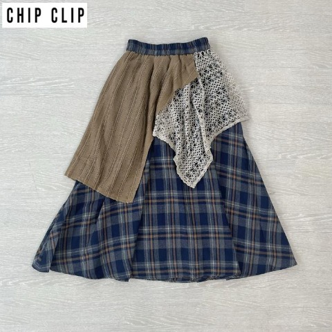 レディース　チェックスカート（CHIP CLIP×はる）