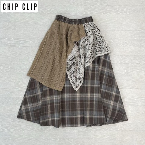 レディース　チェックスカート（CHIP CLIP×はる）