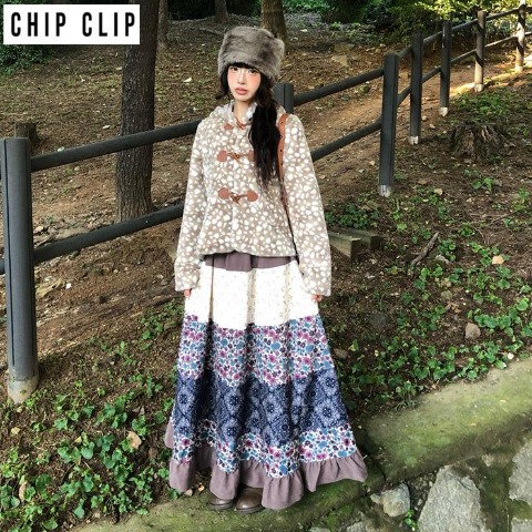 レディース　パッチワークスカート（CHIP CLIP×はる）