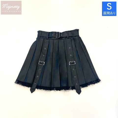 レディース【S～LL】　ベルト付プリーツスカート（majoretty）