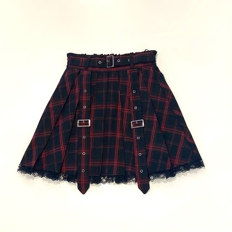 レディース【S～LL】　ベルト付プリーツスカート（majoretty）