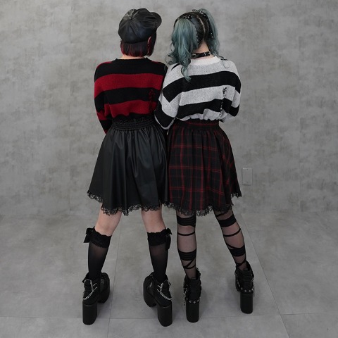 レディース【S～LL】　ベルト付プリーツスカート（majoretty）