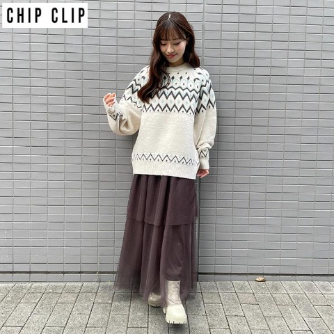 レディース　チュールスカート（CHIP CLIP） ブラウン 215