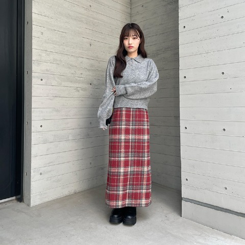 レディース　チェックナロースカート（CHIP CLIP）