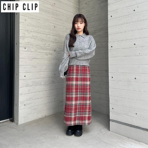 レディース　チェックナロースカート（CHIP CLIP）