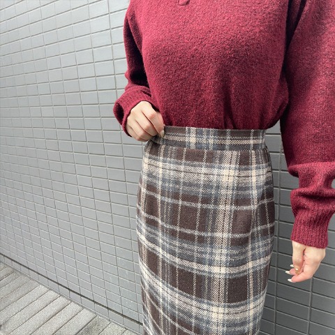 レディース　チェックナロースカート（CHIP CLIP）