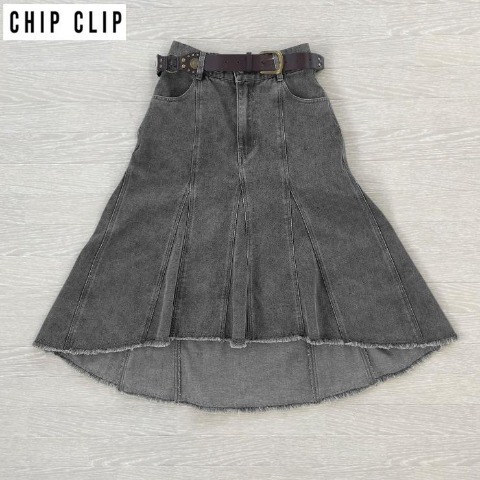 レディース　ベルト付きデニムスカート（CHIP CLIP×はる）