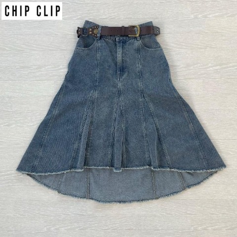 レディース　ベルト付きデニムスカート（CHIP CLIP×はる）