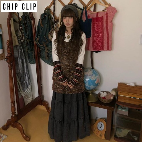 レディース　デニムティアードスカート（CHIP CLIP×はる）