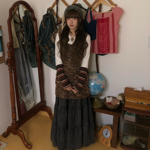 レディース　デニムティアードスカート（CHIP CLIP×はる）