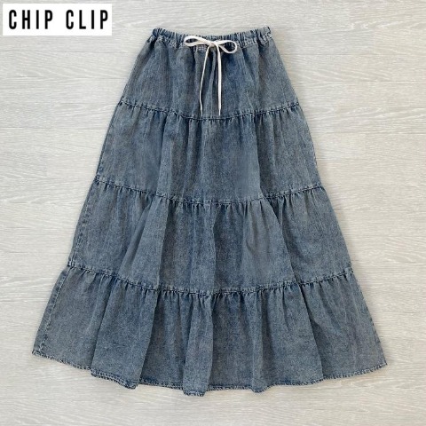 レディース　デニムティアードスカート（CHIP CLIP×はる）