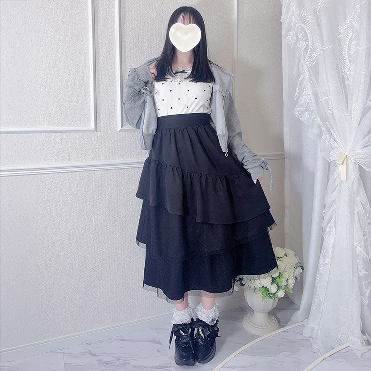 レディース【S～L】 ティアードスカート（さきまるちゃん×majoretty