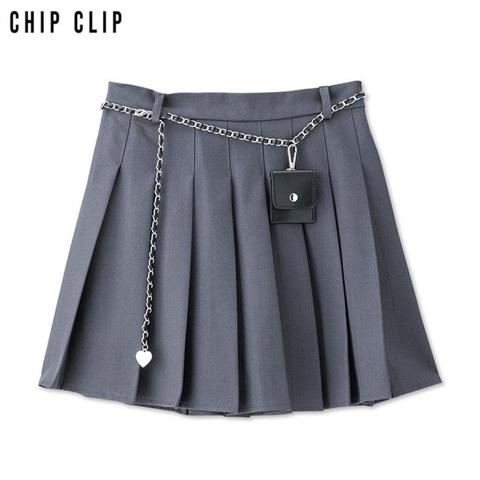 レディース　チェーンベルト付プリーツスカート（CHIP CLIP）