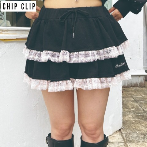 GLAVIL フリル ジップ スカパン ブラック レディース フリルスカパン（CHIP CLIP・TikTok） | アベイル