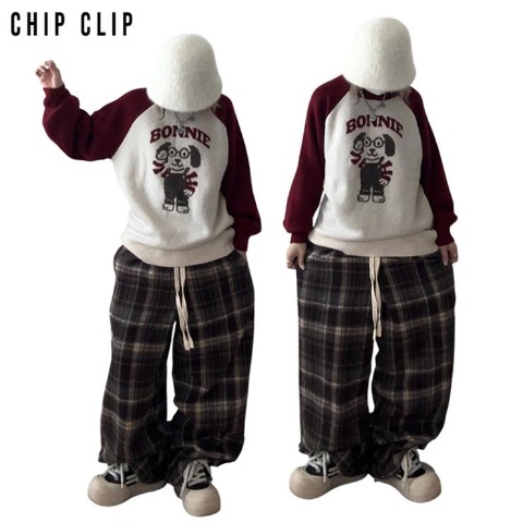 レディース　チェックイージーパンツ（miyu×CHIP CLIP）