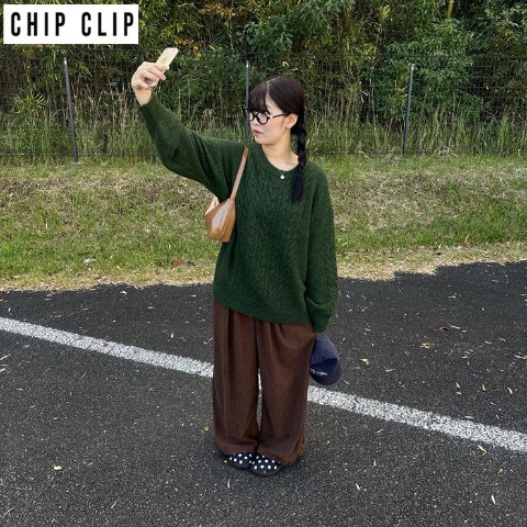 レディース　コーデュロイワイドパンツ（CHIP CLIP×ぽんづ） ブラウン 215