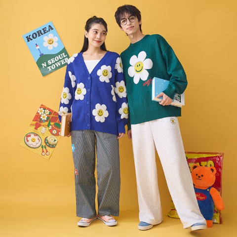 レディース　フラワーワッペンデニムパンツ（wiggle wiggle）