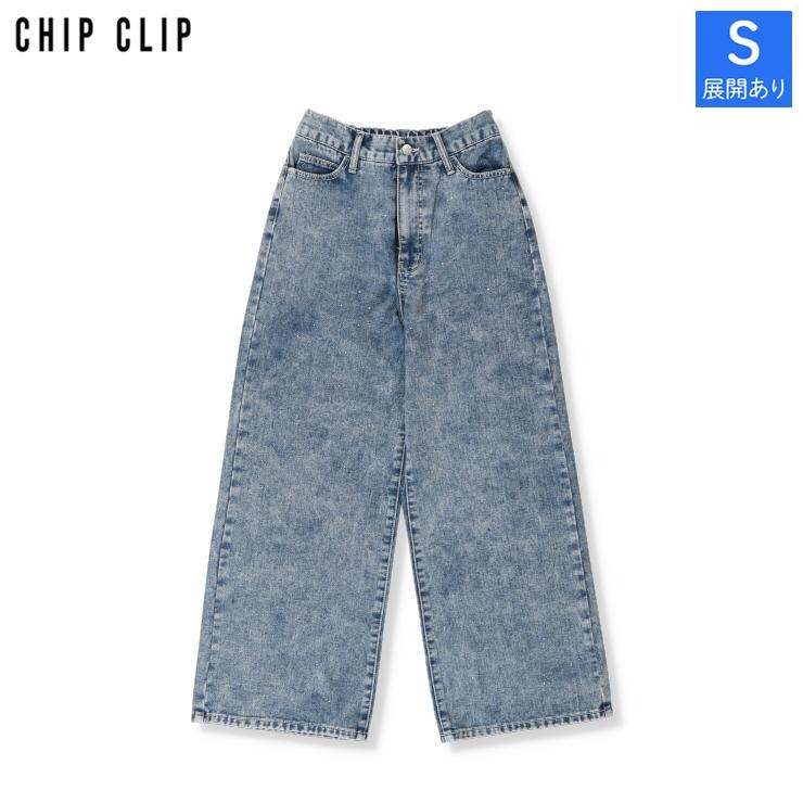 Ai0093 ライン キラキラデニムシャツ レディース WARMラインストーンデニムパンツ CHIP CLIP アベイル