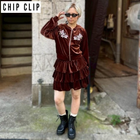 レディース　ジップパーカ＋スカートセット（CHIP CLIP）