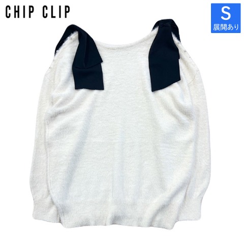 レディース　肩リボンニットワンピース（CHIP CLIP）