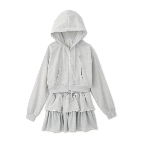 レディース　ラメジップパーカ+スカートセット（CHIP CLIP）