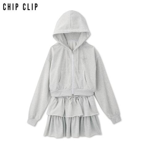 レディース　ラメジップパーカ+スカートセット（CHIP CLIP）