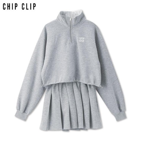 レディース　ハーフジッププルオーバー+スカートセット（CHIP CLIP）