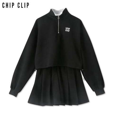 レディース　ハーフジッププルオーバー+スカートセット（CHIP CLIP）