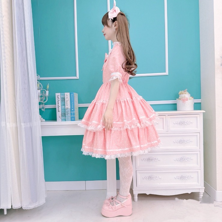 希少　メゾピアノ　ハート立体クマちゃんピンクワンピースロンパース半袖シャツセット レディース【S～L】 半袖ワンピース（まゆろん×majoretty） | アベイル
