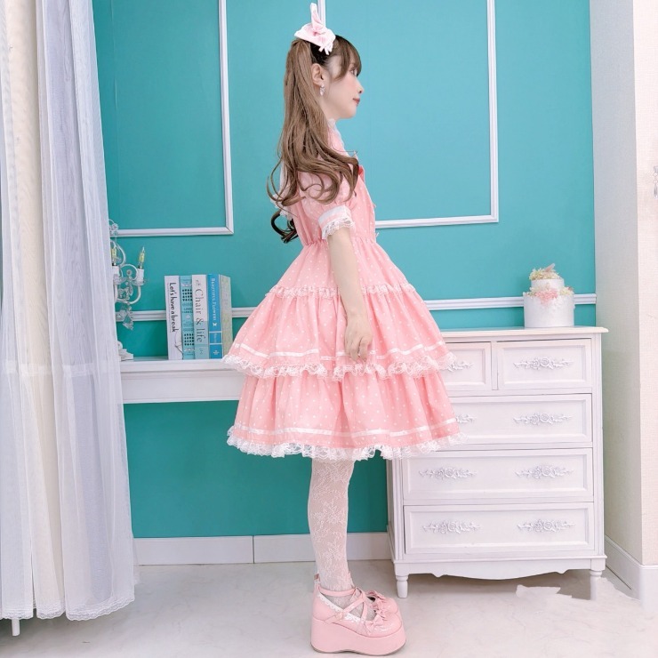 アベイル まゆろん コラボ イチゴ柄ワンピース ピンク Lサイズ レディース【S～L】 半袖ワンピース（まゆろん×majoretty） | アベイル