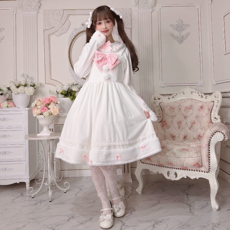 まゆさん　エムズグレイシー ピンク フレアタックスカート リボン付き レディース【S～L】 ジャンパースカート（majoretty×まゆろん
