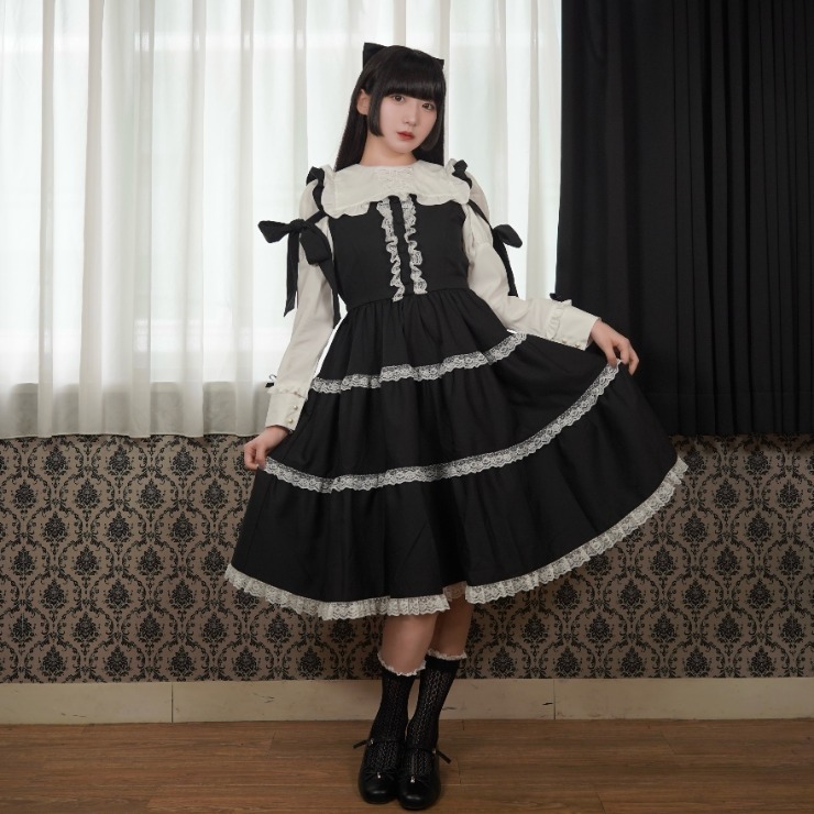 A18866 未使用 ジェニーギャルソン 変形タックジャンパースカート 黒F レディース【S～LL】 ジャンパースカート（majoretty×しらい