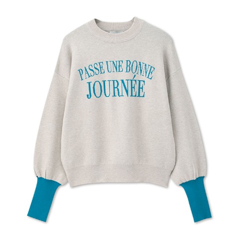 レディース　配色ロゴニットプルオーバー（bleu et rose）