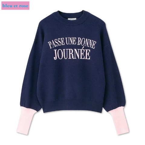 レディース　配色ロゴニットプルオーバー（bleu et rose）