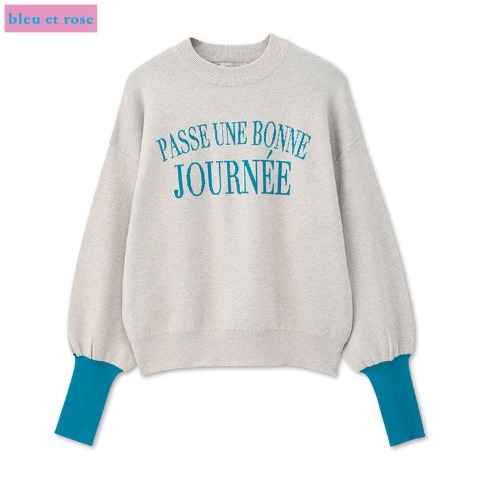 レディース　配色ロゴニットプルオーバー（bleu et rose）