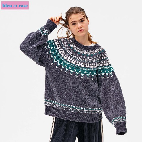 レディース　ニットプルオーバー（bleu et rose） グレー 212
