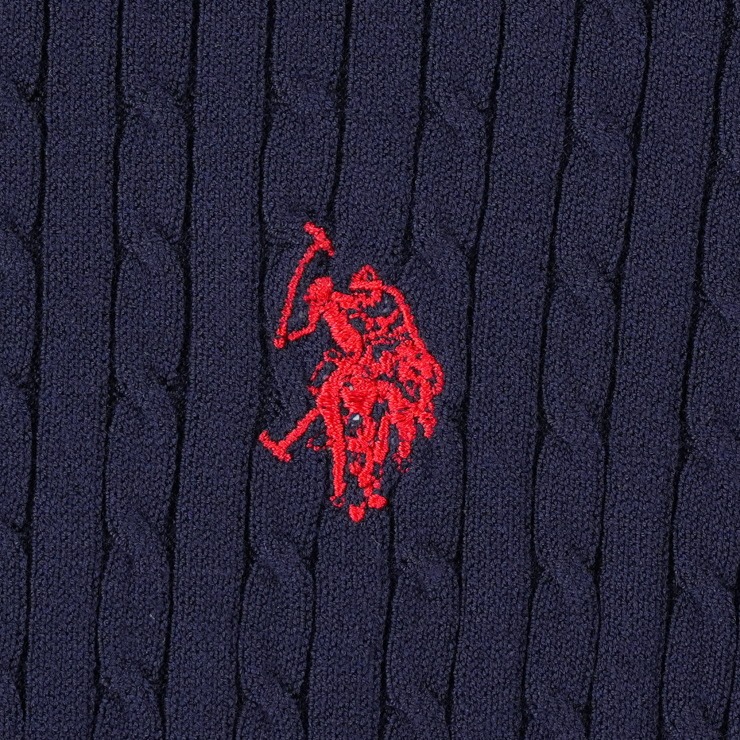 レディース ケーブル編みニットプルオーバー（bleu et rose／U.S.POLO 
