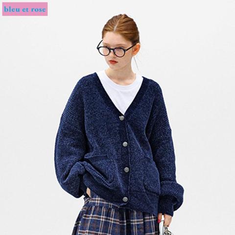 レディース　ニットカーディガン（bleu et rose）