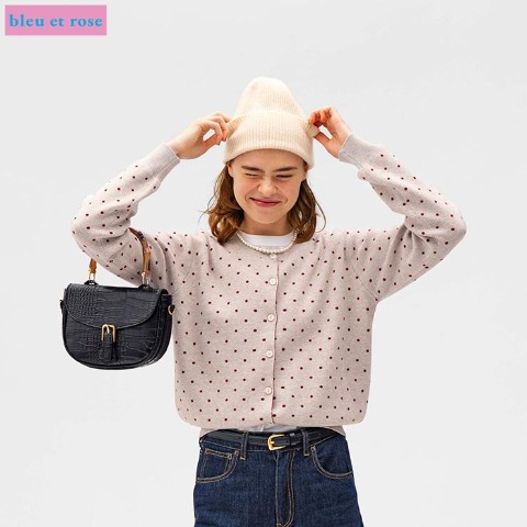 レディース　ニットカーディガン（bleu et rose）