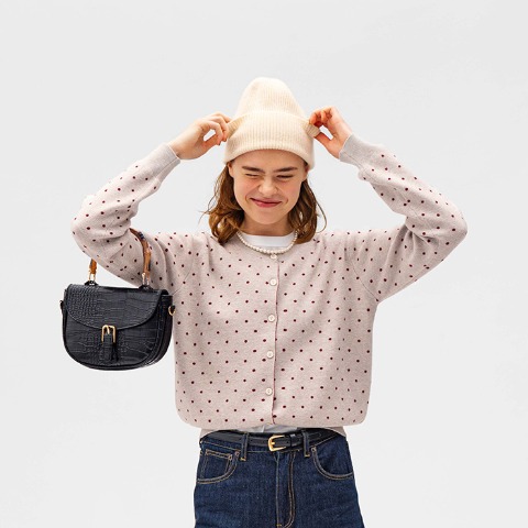 レディース　ニットカーディガン（bleu et rose）