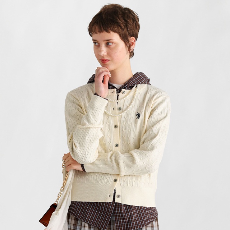 レディース ケーブルニットカーディガン（bleu et rose／U.S.POLO ASSN