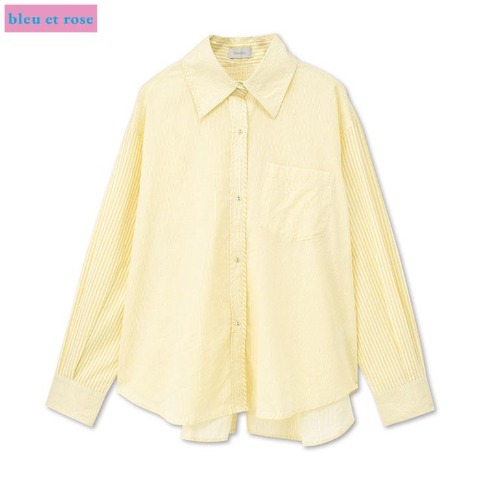 レディース　ストライプルーズシャツ（bleu et rose）