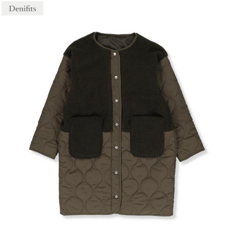レディース　ボア切替キルトジャケット（Denifits）
