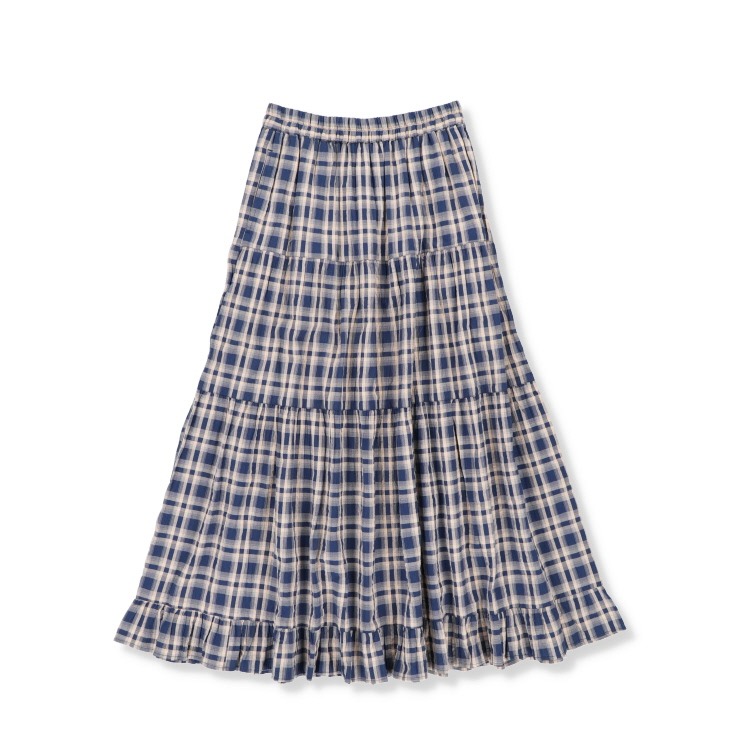 レディース サッカーチェックティアードスカート（bleu et rose