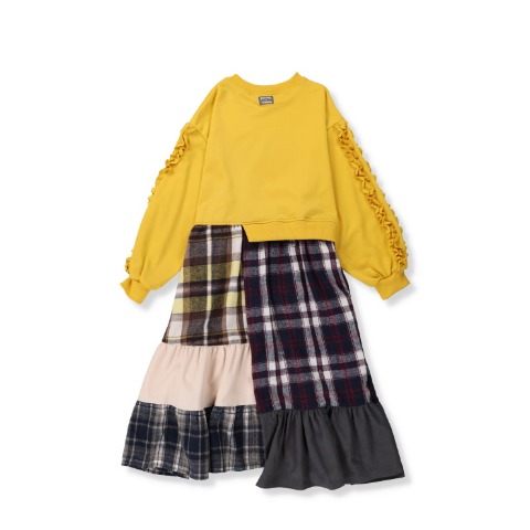 レディース　ロゴ使いパッチワークワンピース（bleu et rose×remi）