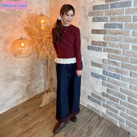 レディース　ロールアップデニムパンツ（bleu et rose×remi）