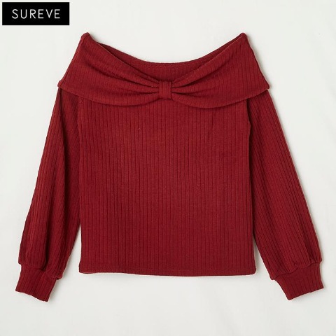 レディース　オフショルニットプルオーバー（SUREVE）