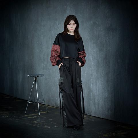 レディース　袖ジャガードプルオーバー（SUREVE BLACK）