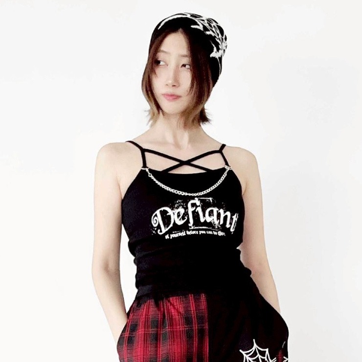 tutuHA GLAVIL ジップアップ スカルキャミソール 平成ギャル 送料無料! 】ジップアップレザードレス/2ピース/セットアップ